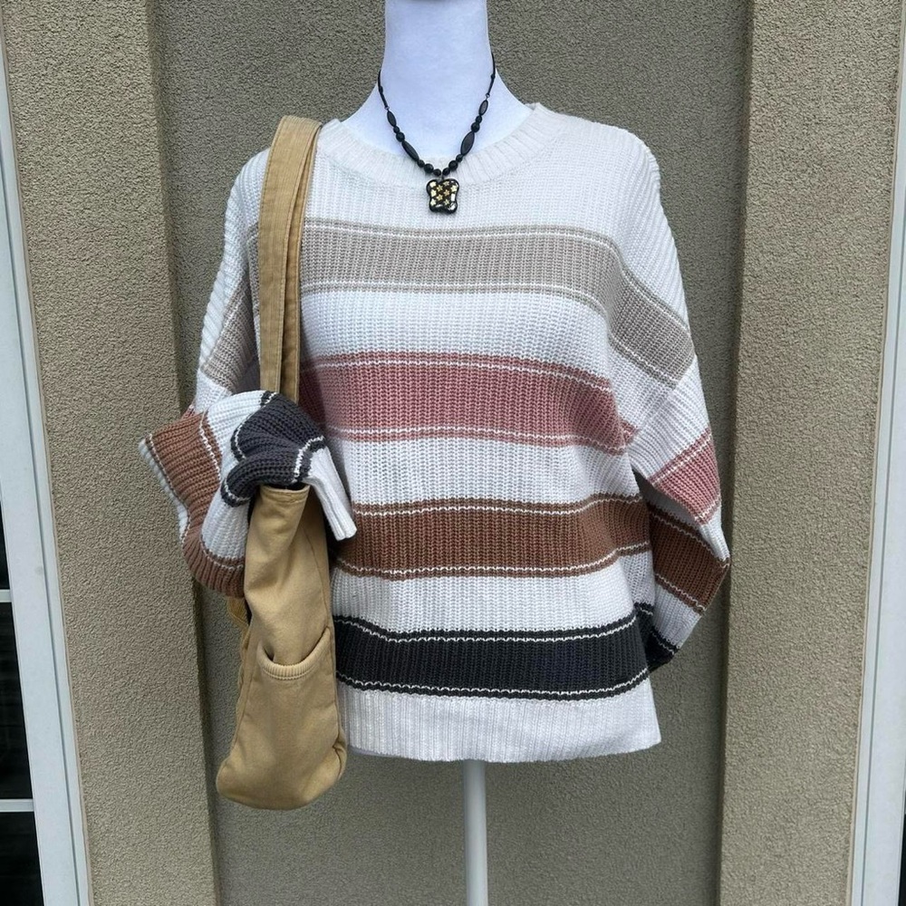 Hollister Gray and Brown Striped Sweater